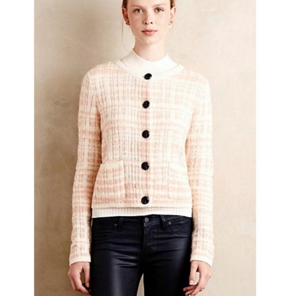 Anthropologie Knitted and Knotted Plaid Sweater Medium